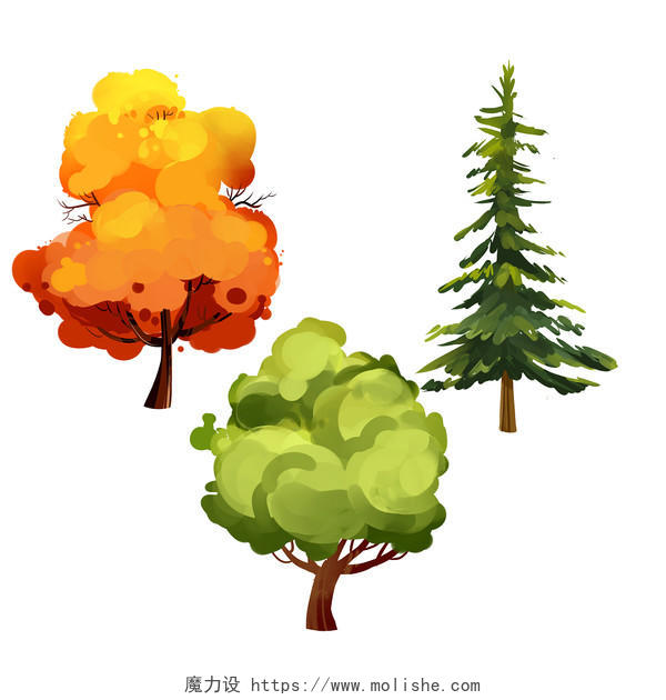 树木卡通元素树木设计png素材